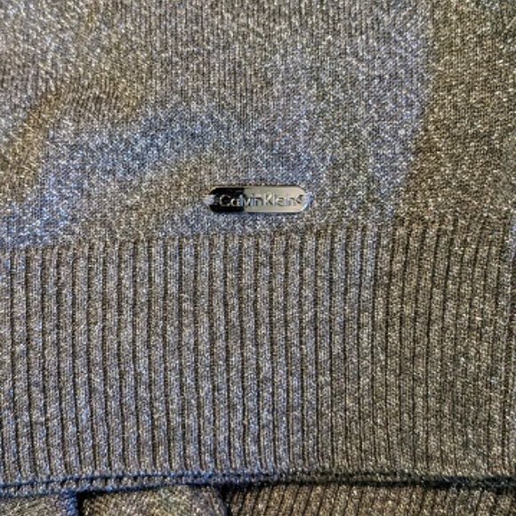 Calvin Klein Sparkly Glitter Silver Women's Turtleneck Sweater Size Large NWT - Picture 8 of 8